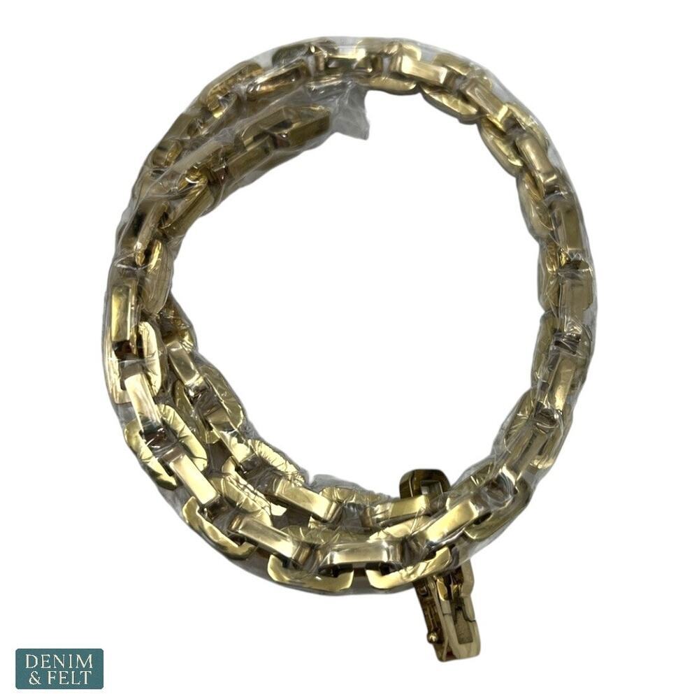 Eddie Borgo Supra Link Gold‎ Chain Necklace 12K Finish Heritage Luxe Statement - Picture 10 of 16